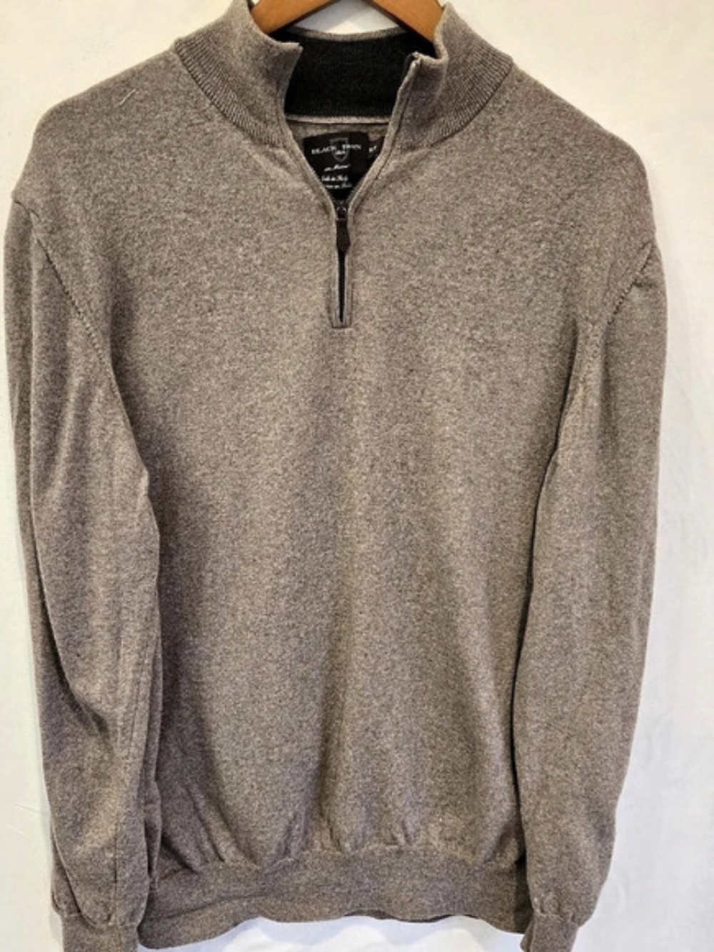 Black Brown 1826 Merino Wool Quarter-Zip Sweater XL Like New